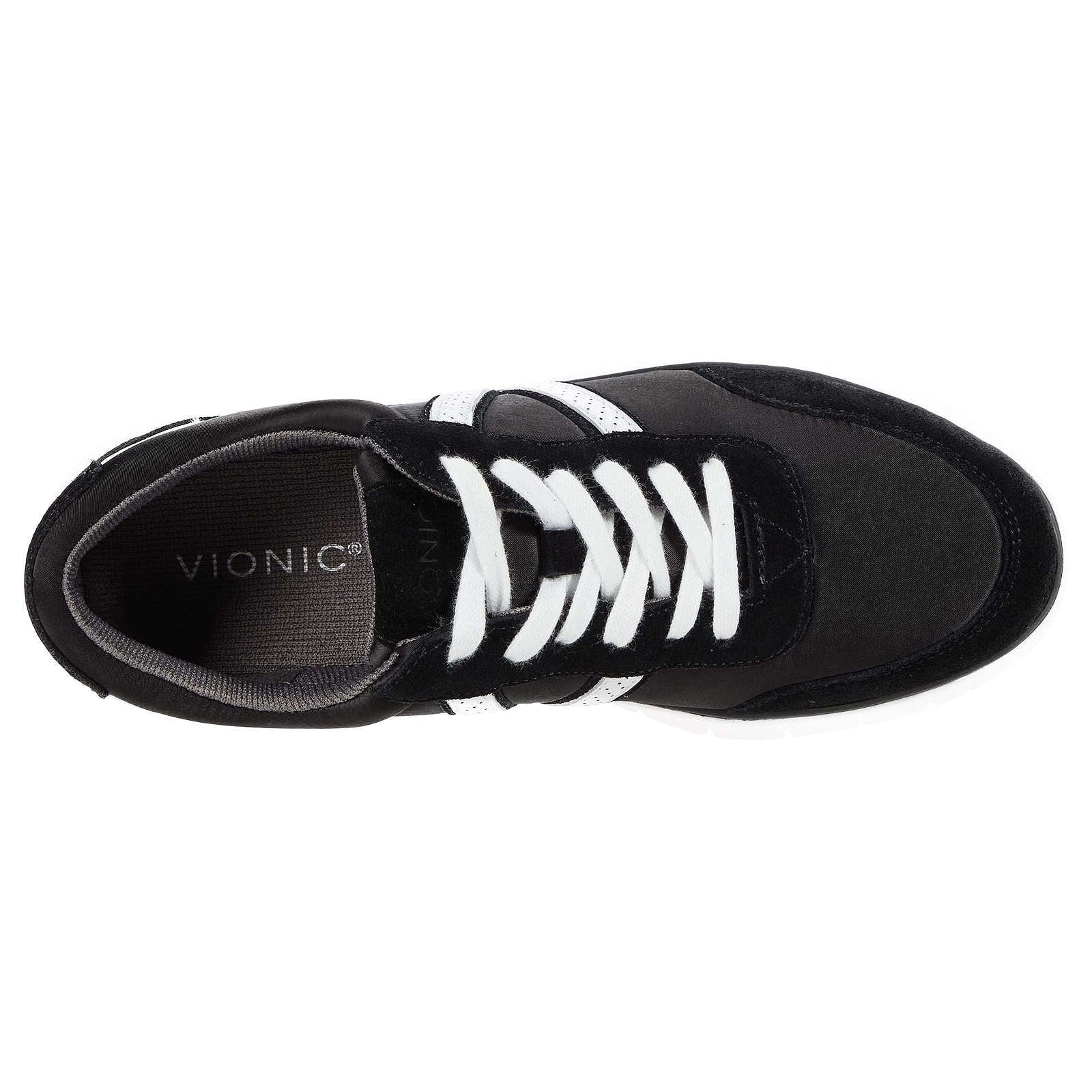 Vionic Fresh Nana Satin Leather Textile Womens Trainers#color_black