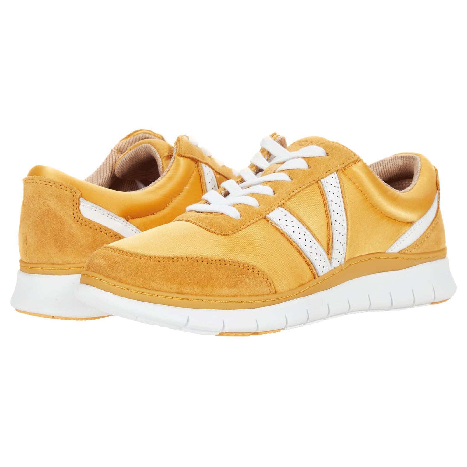 Vionic Fresh Nana Satin Leather Textile Womens Trainers#color_mustard