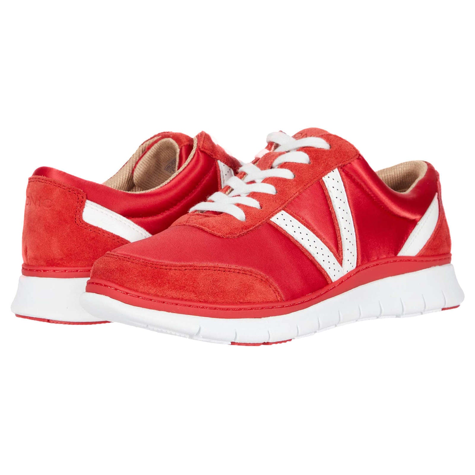 Vionic Fresh Nana Satin Leather Textile Womens Trainers#color_cherry