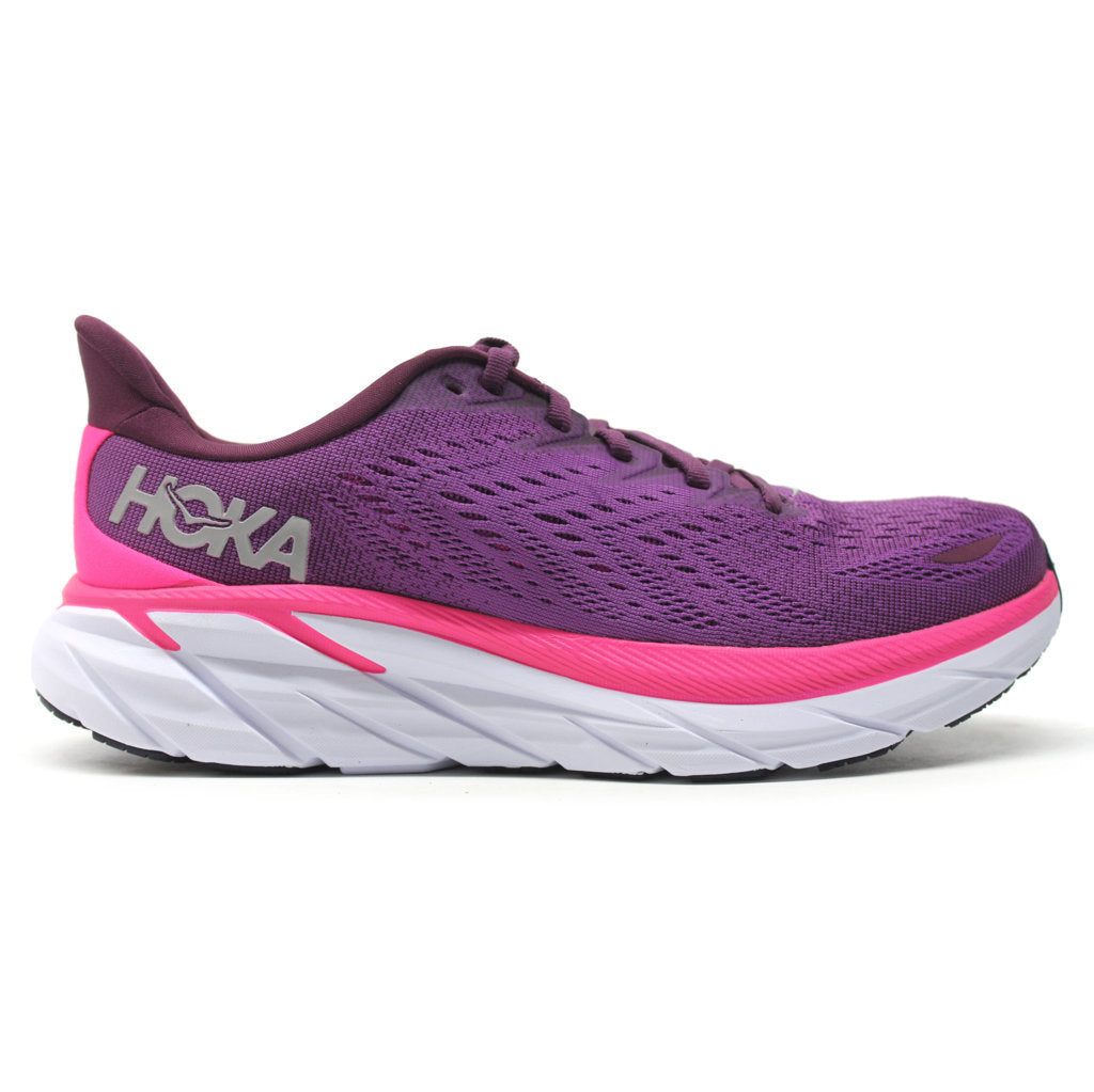 Hoka One One Clifton 8 Textile Womens Trainers#color_grape wine beautyberry