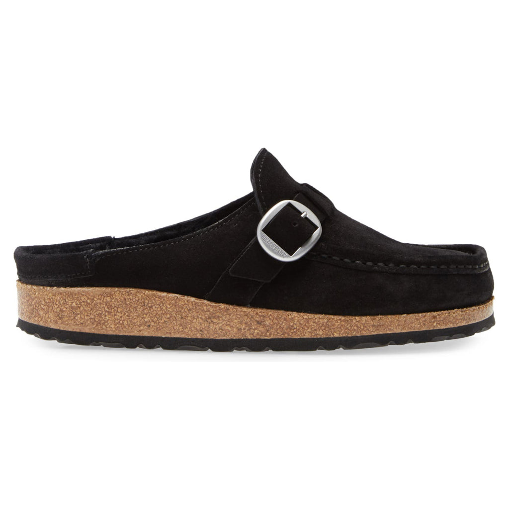 Birkenstock Buckley Shearling Suede Unisex Sandals#color_black