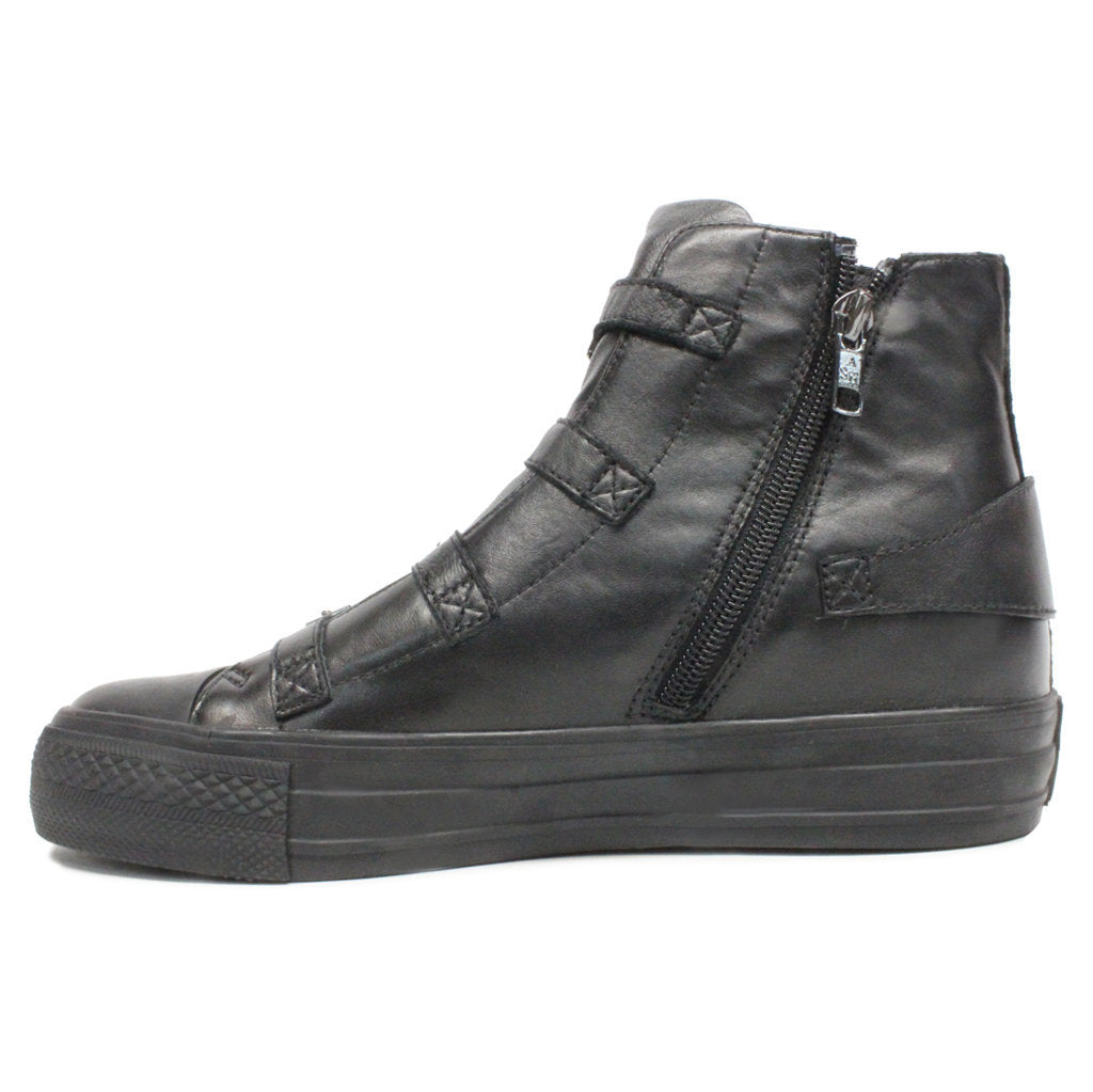 Ash Virgin Nappa Leather Women's High-Top Trainers#color_black black