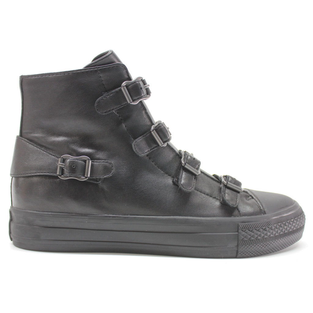 Ash Virgin Nappa Leather Women's High-Top Trainers#color_black antic gun