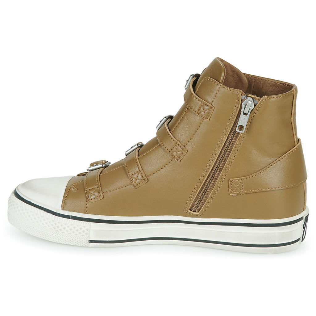 Ash Virgin Nappa Leather Women's High-Top Trainers#color_golden brown