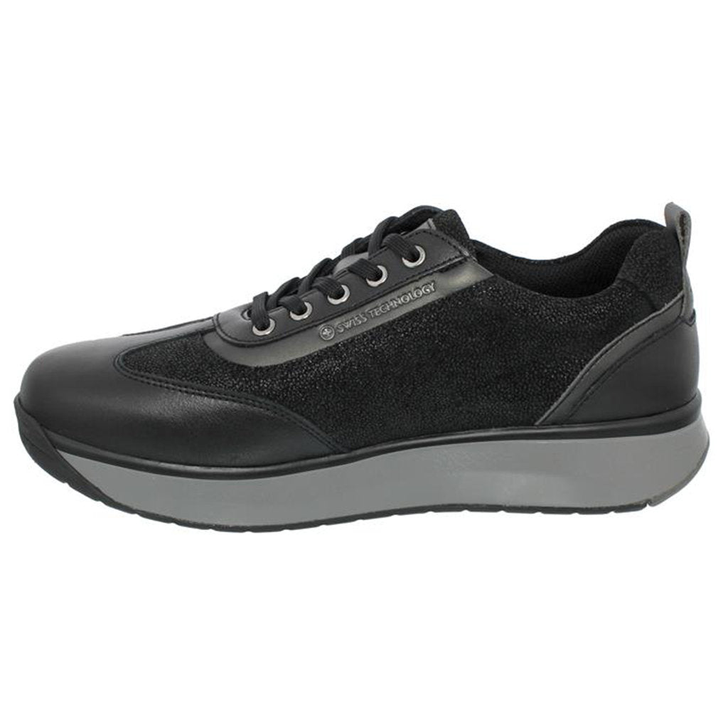 Joya Laura II Full Grain Velour Leather Women's Wide Trainers#color_black