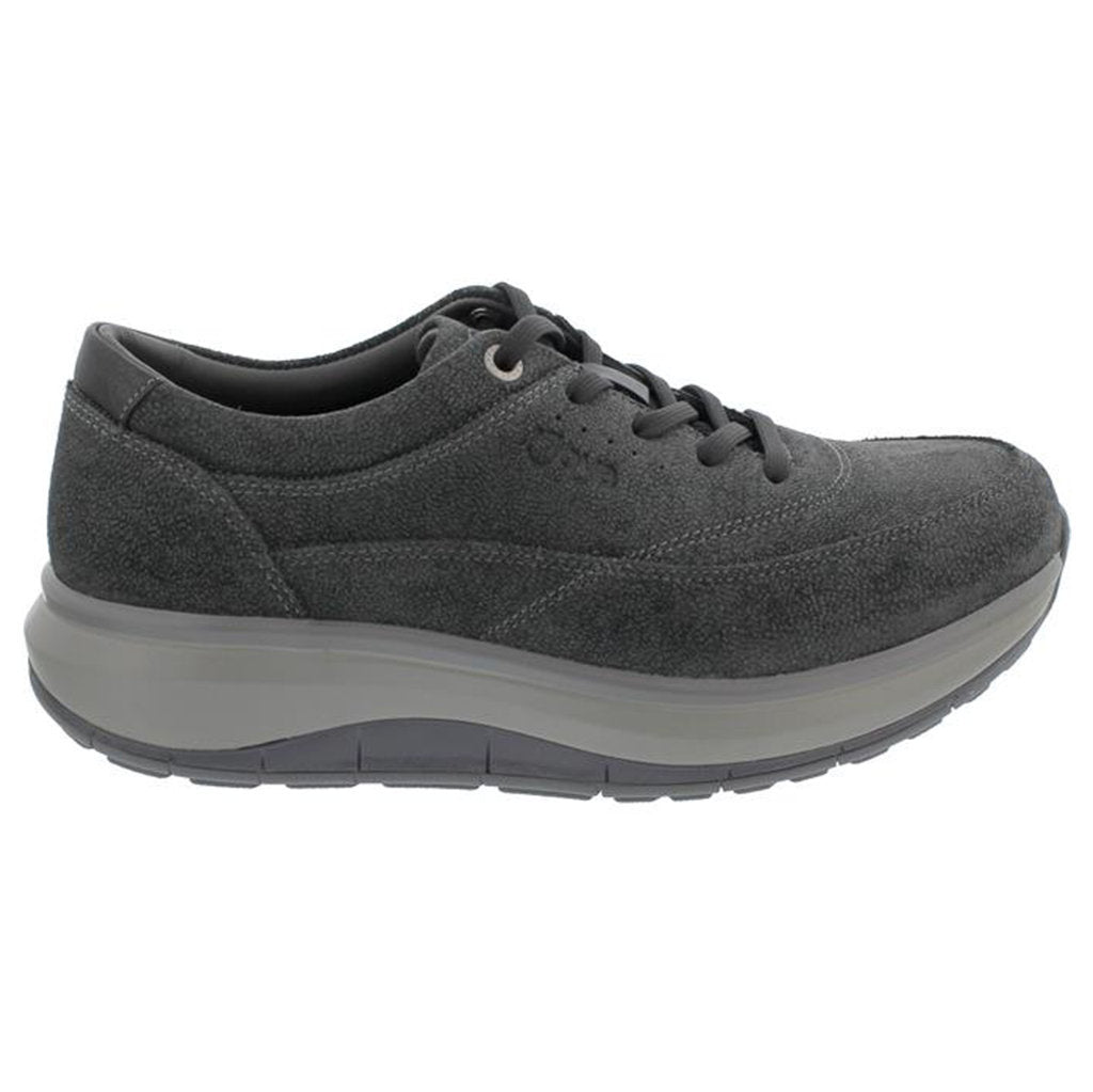 Joya Venice Velour Leather & Textile Women's Extra Wide Trainers#color_dark grey