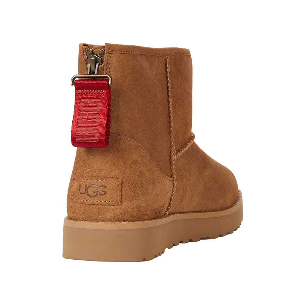 UGG Classic Mini Logo Zip Sheepskin Women's Winter Boots#color_chestnut