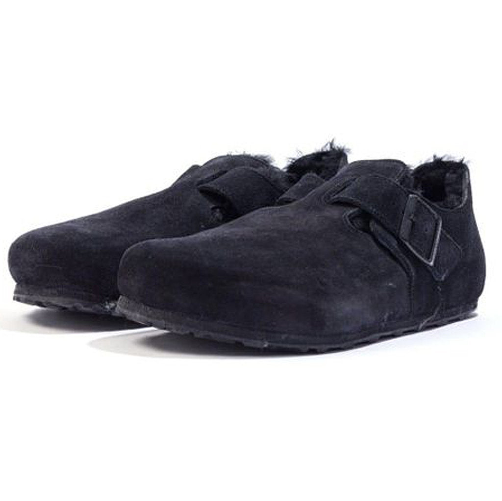 Birkenstock London Shearling Suede Unisex Shoes#color_shearling black