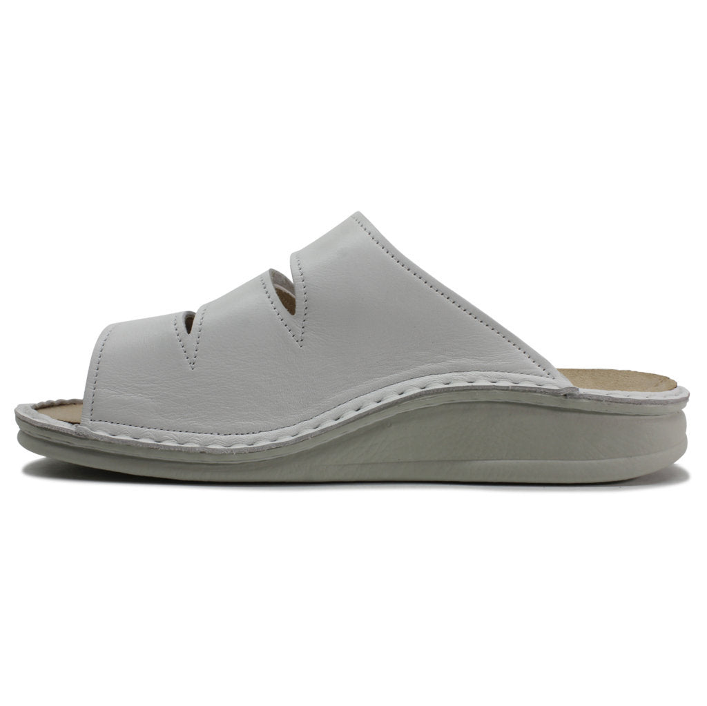 Finn Comfort Korfu Leather Women's Slip-On Sandals#color_white