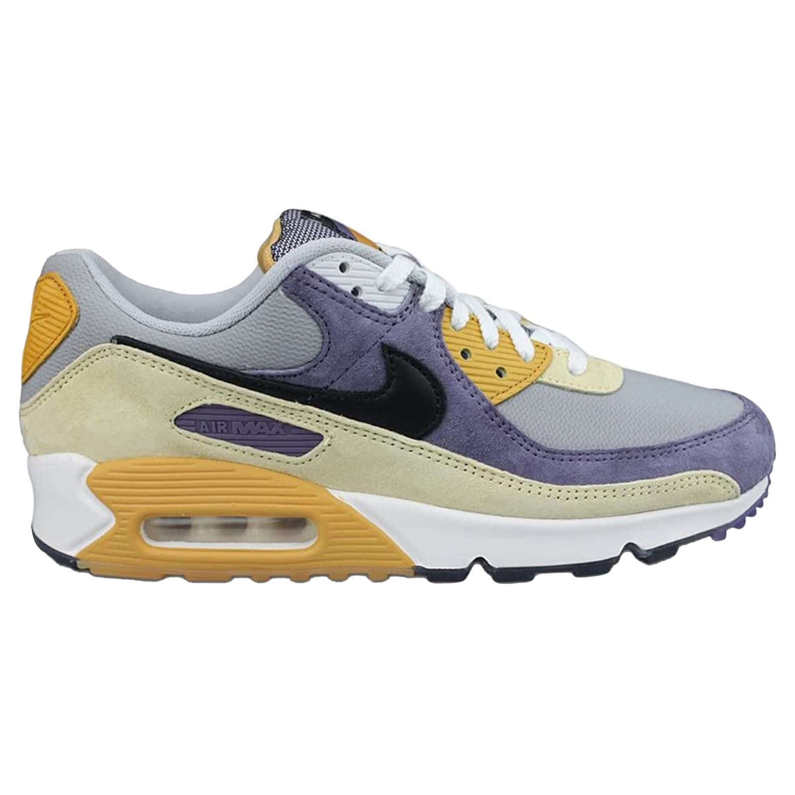 Nike Air Max 90 NRG Suede Leather Unisex Low-Top Trainers#color_court purple black lemon drop