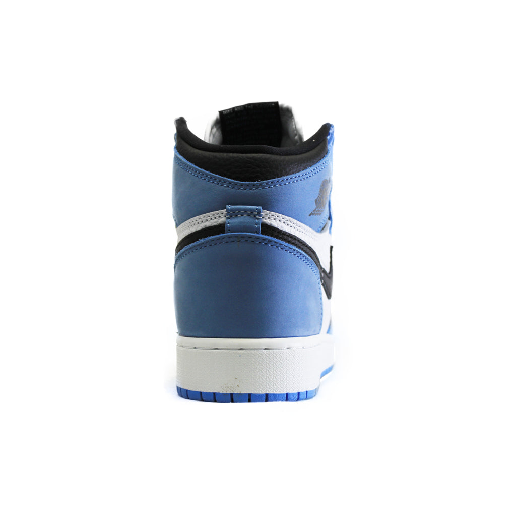 Jordan Air Jordan 1 Retro High OG GS Leather Youth Trainers#color_white black university blue