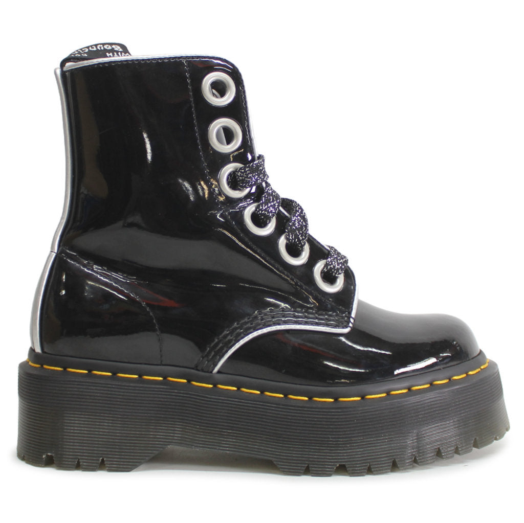 Dr. Martens Womens Boots Molly Casual Lace-Up Ankle Outdoor Patent Leather - UK 4