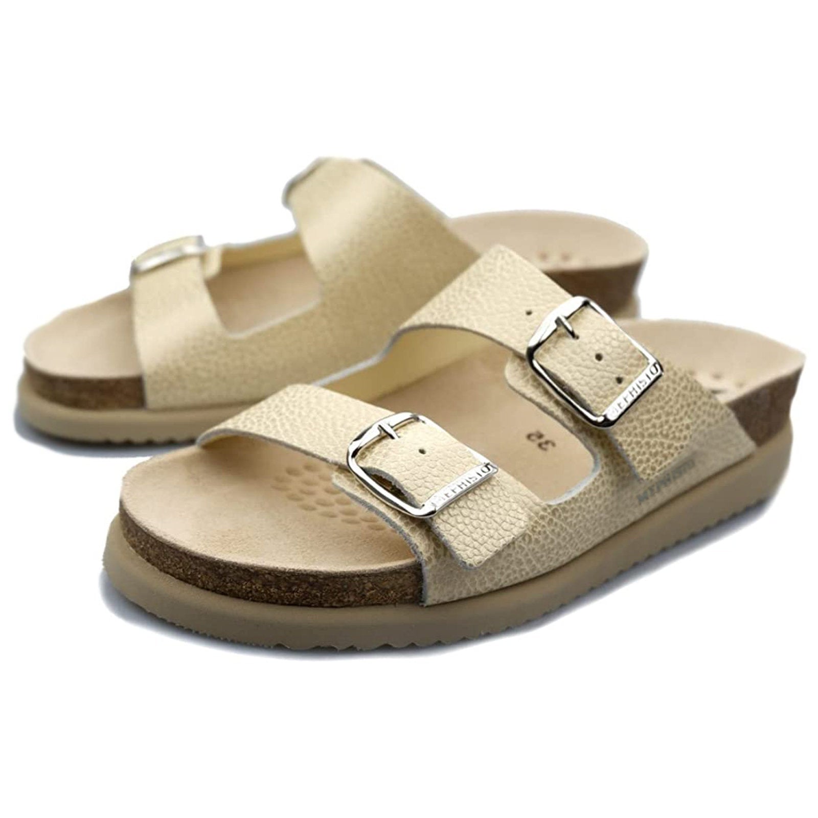 Mephisto Harmony Leather Nubuck Womens Sandals#color_light sand