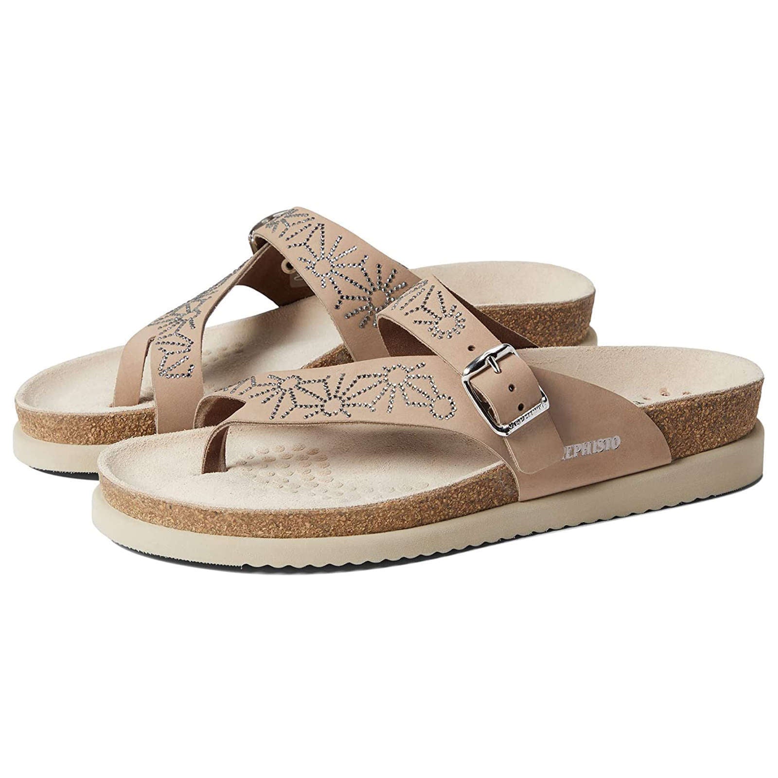 Mephisto Hella Spark Leather Nubuck Womens Sandals#color_light taupe