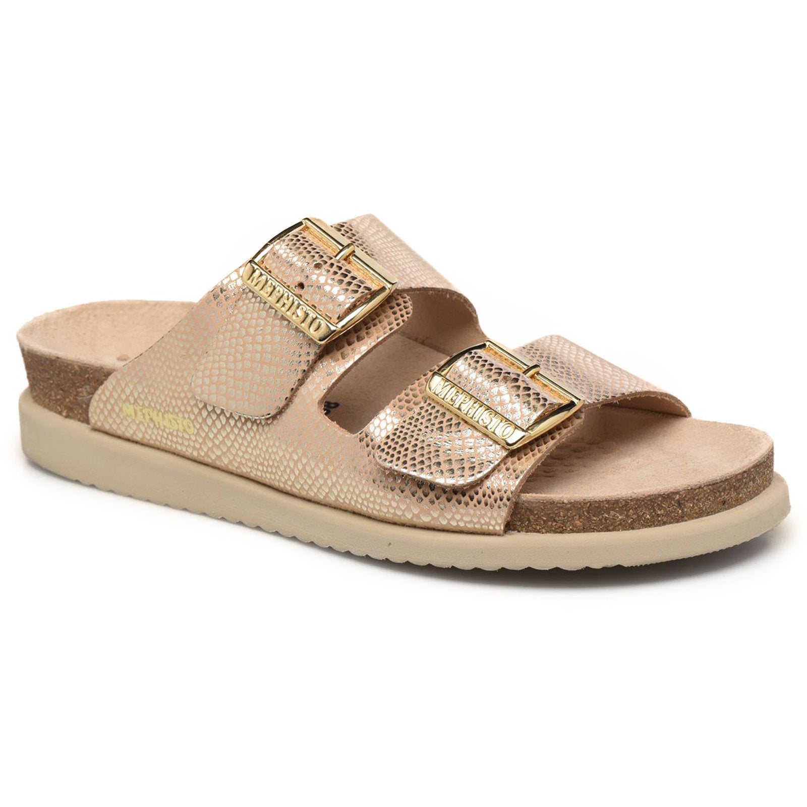 Mephisto Hester Metallic Leather Womens Sandals#color_light sand