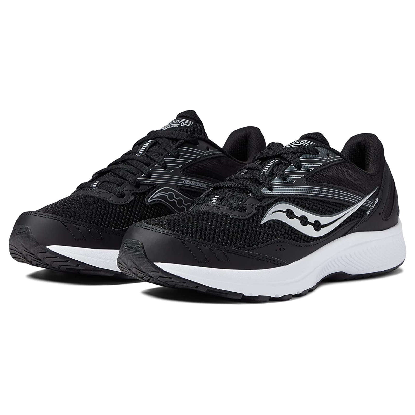 Saucony Cohesion 15 Synthetic Textile Men's Running Shoes#color_black white