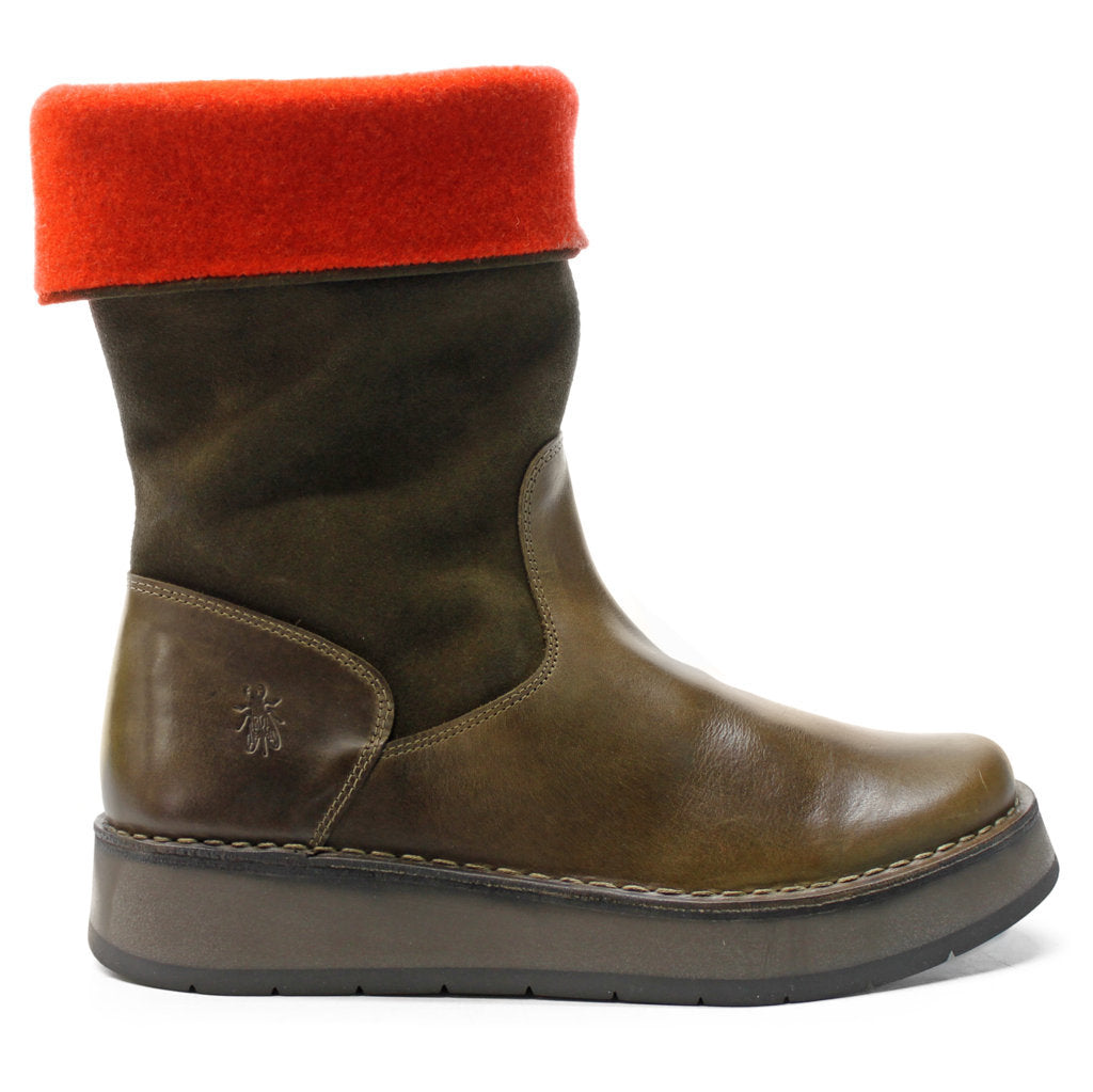 Fly London RULA083FLY Rug Oiled Suede Womens Boots#color_olive sludge orange