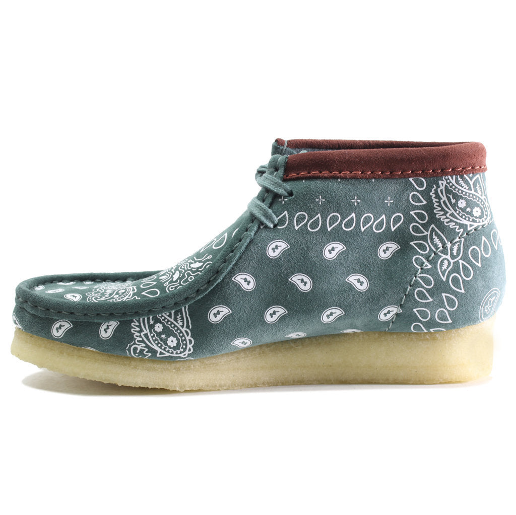 Clarks Originals Wallabee Suede Leather Women's Boots#color_green paisley