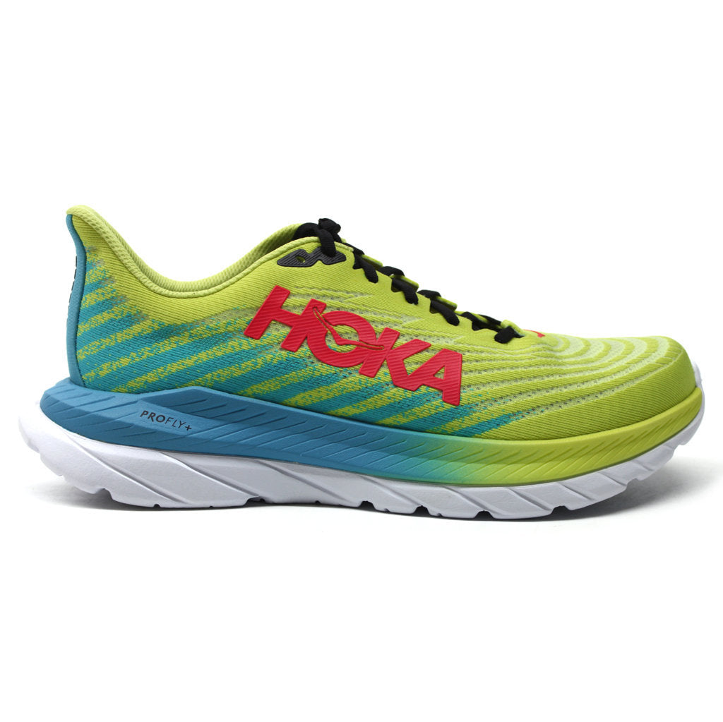 Hoka One One Mach 5 Textile Mens Trainers#color_evening primrose scuba blue