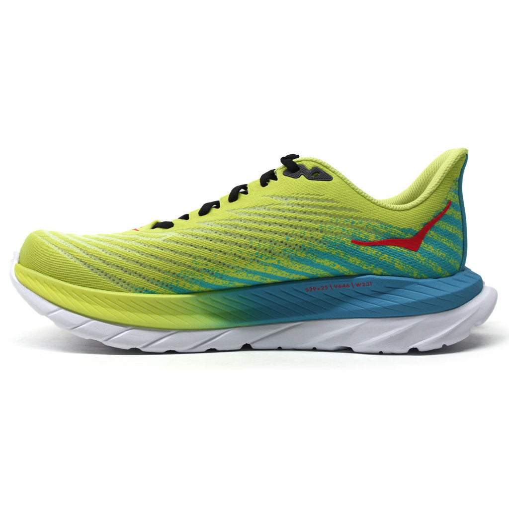 Hoka One One Mach 5 Textile Mens Trainers#color_evening primrose scuba blue