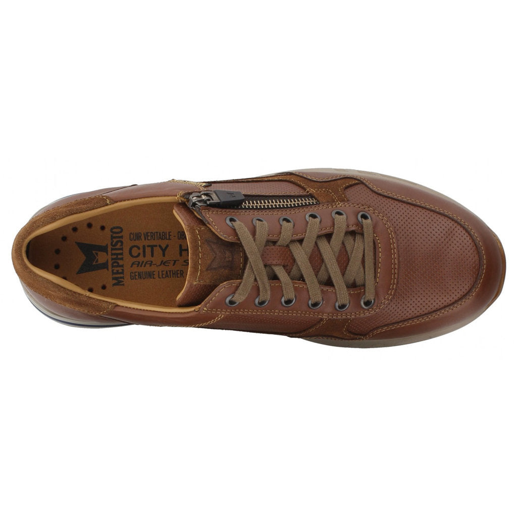 Mephisto Bradley Full Grain Leather Men's Trainers#color_chestnut