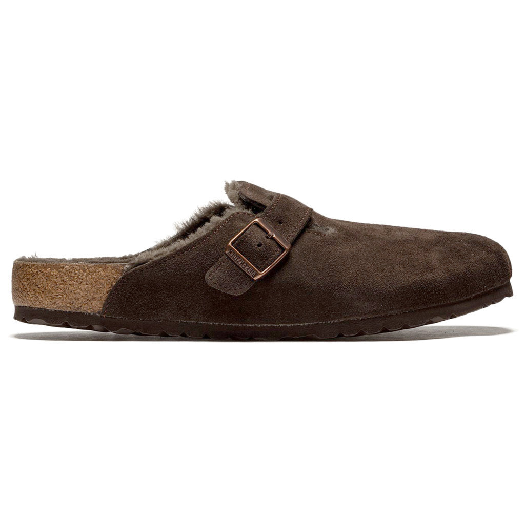 Birkenstock Boston VL Shearling Suede Unisex Sandals#color_mocca