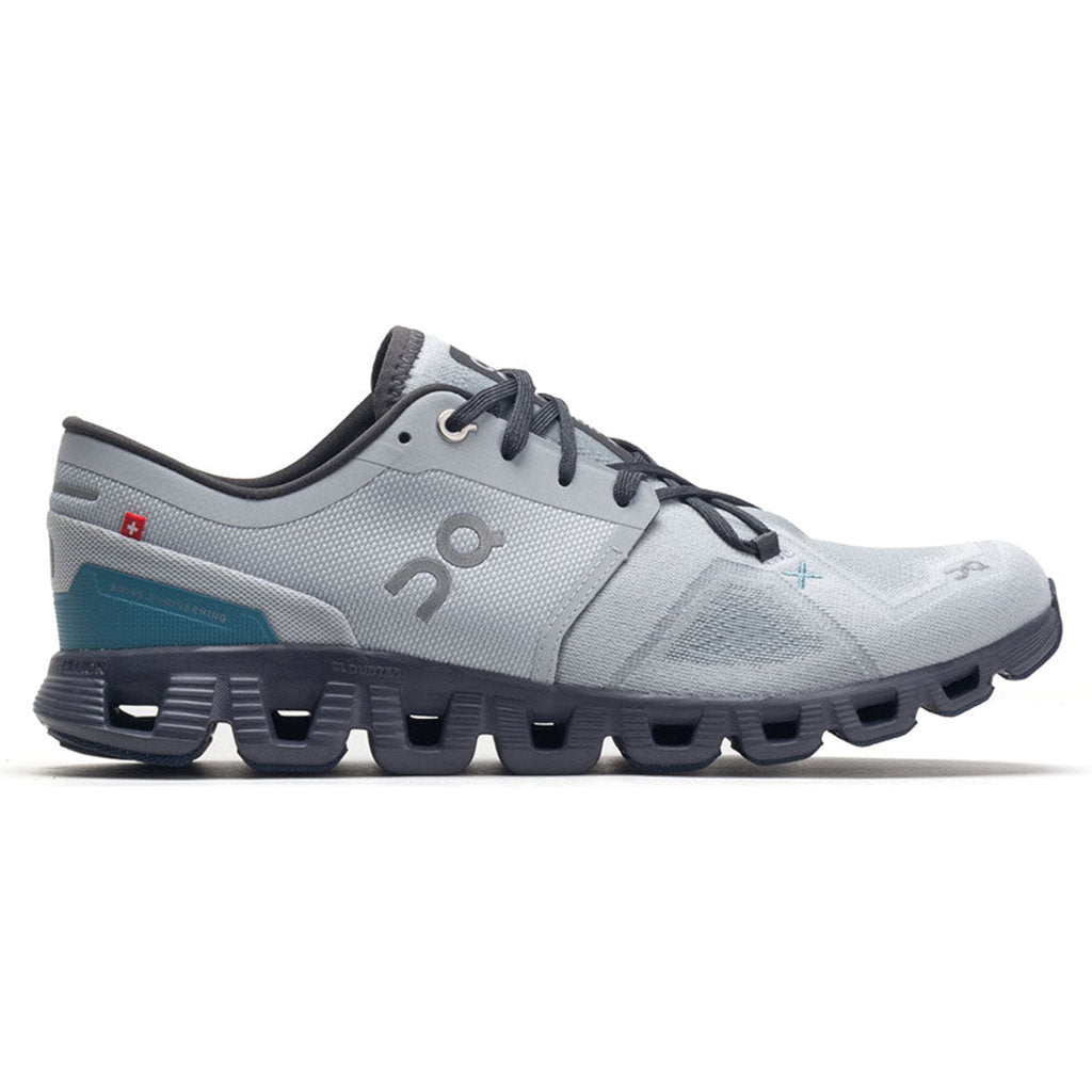 On Cloud X 3 Textile Synthetic Mens Trainers#color_glacier iron