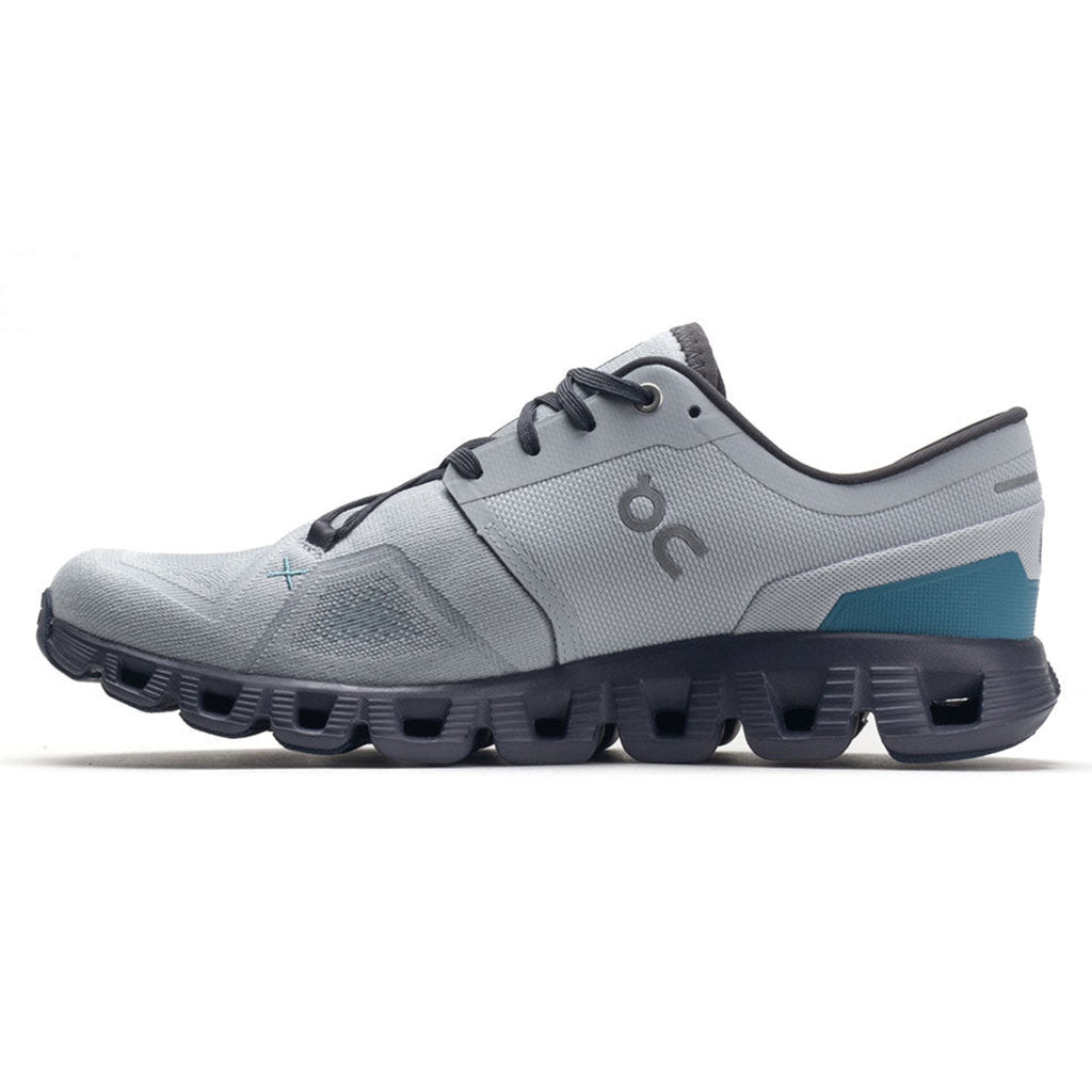 On Cloud X 3 Textile Synthetic Mens Trainers#color_glacier iron