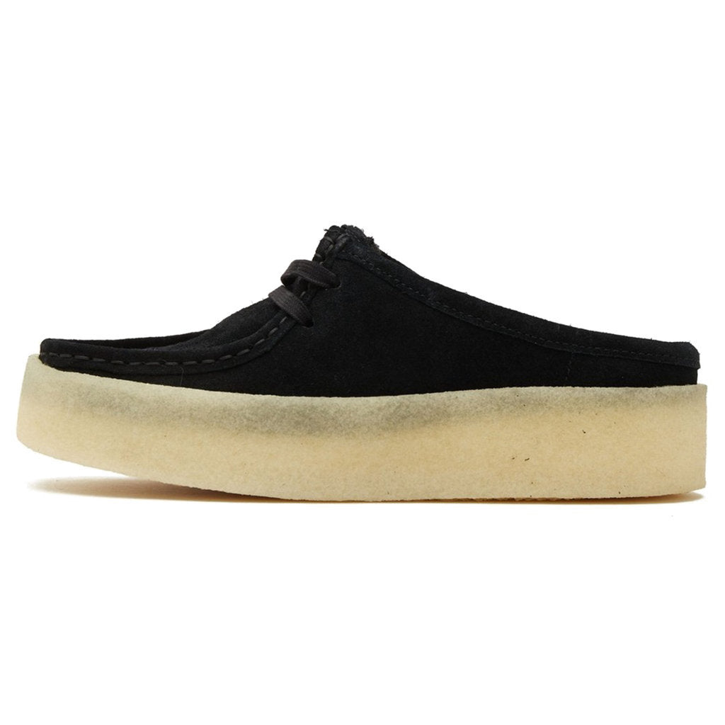 Clarks Originals Wallabee Lo Suede Leather Women's Shoes#color_black suede warmlined