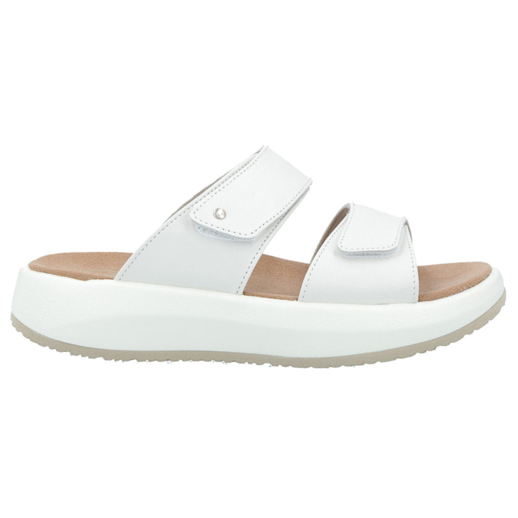 Joya Vienna II Full Grain Leather Women's Wide Slip-On Sandals#color_white