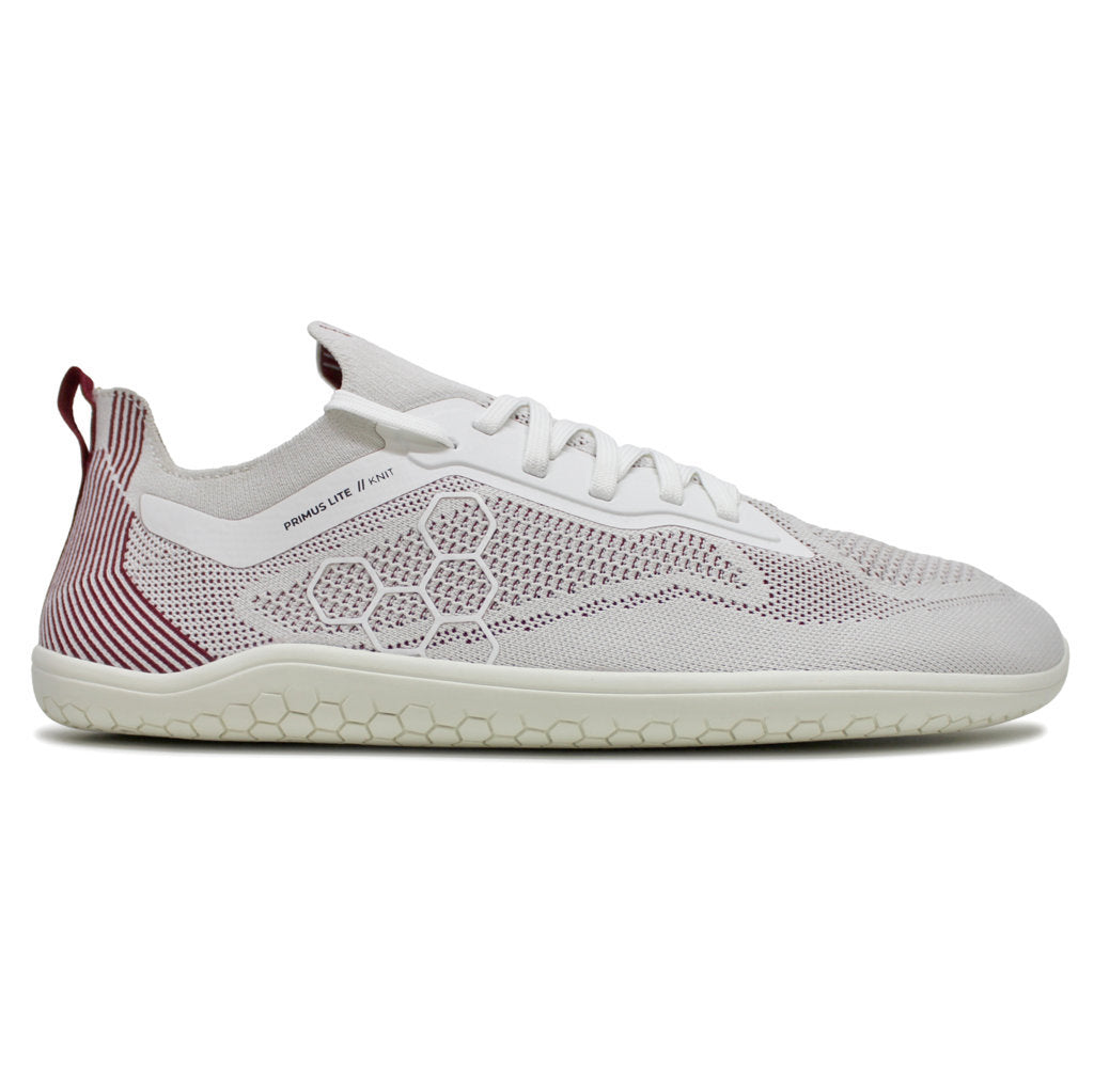 Vivobarefoot Primus Lite Knit Textile Synthetic Womens Trainers#color_off white burgundy