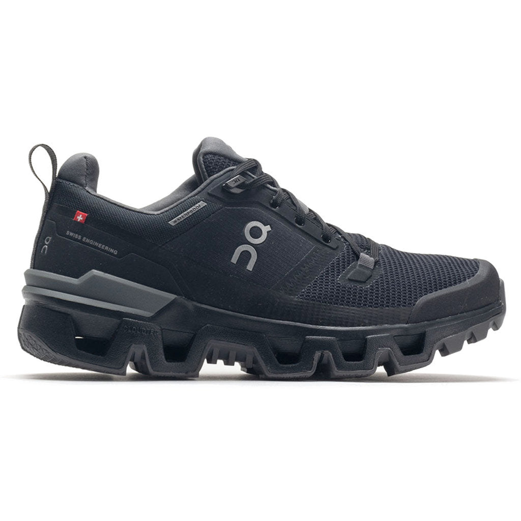 On Cloudwander Waterproof Textile Synthetic Women's Running Shoes#color_black eclipse