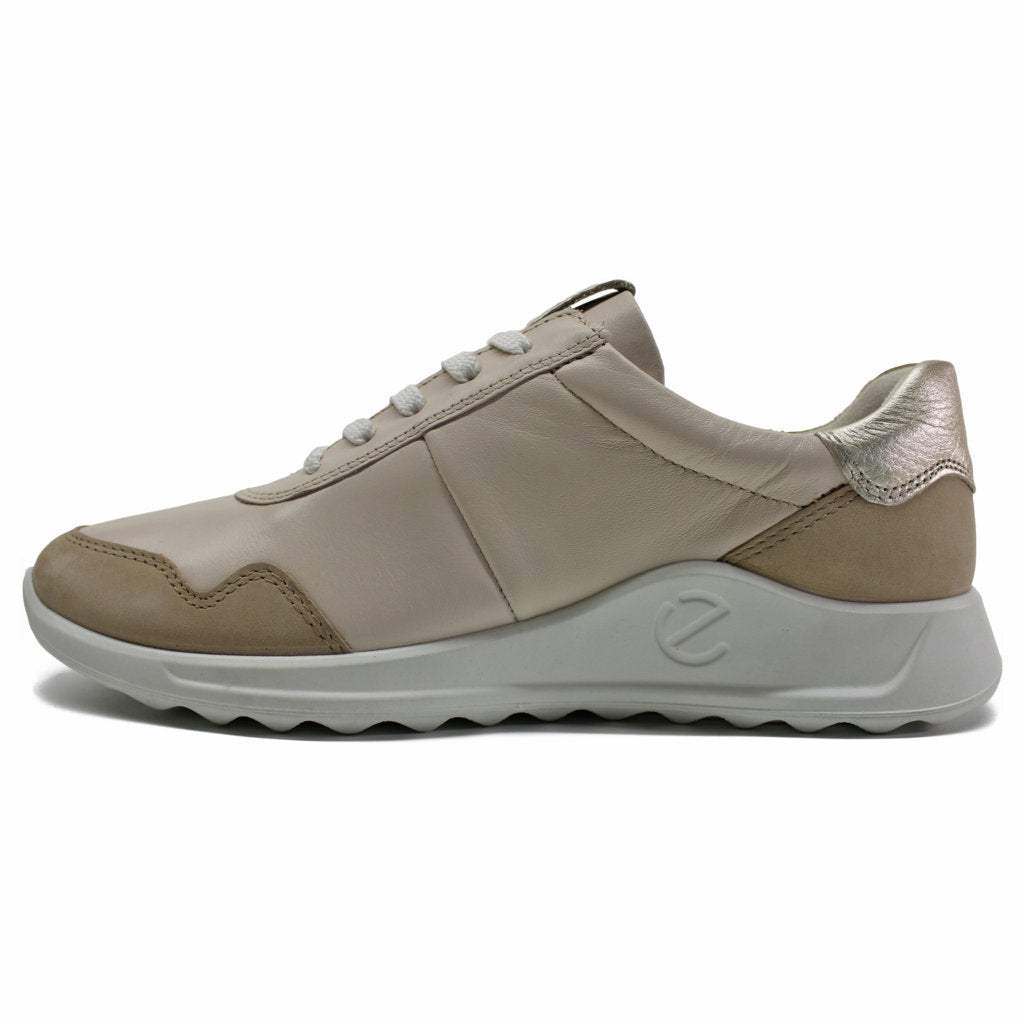 Ecco Flexure Runner 292453 Full Grain Leather Womens Trainers#color_beige limestone pure white gold