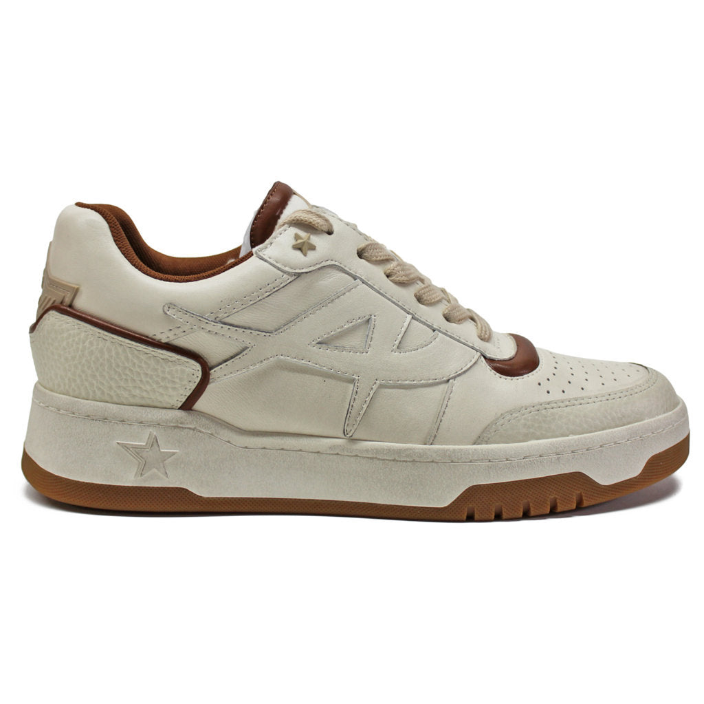 Ash Blake Leather Womens Trainers#color_gardenia amber gardenia