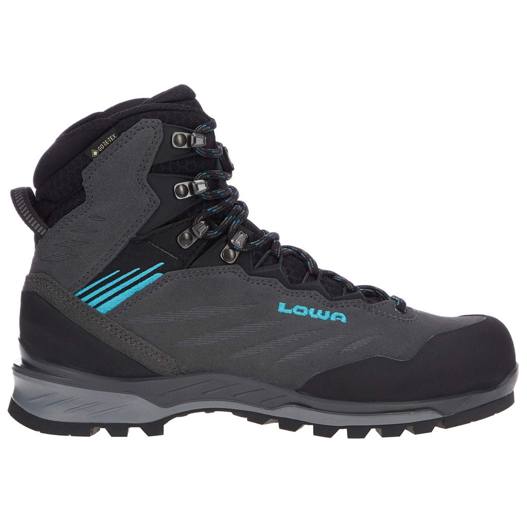 Lowa Cadin II GTX Mid Suede Textile Women's Boots#color_anthracite aquamarine