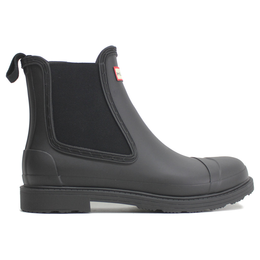 Hunter Commando Chelsea Rubber Mens Boots#color_black