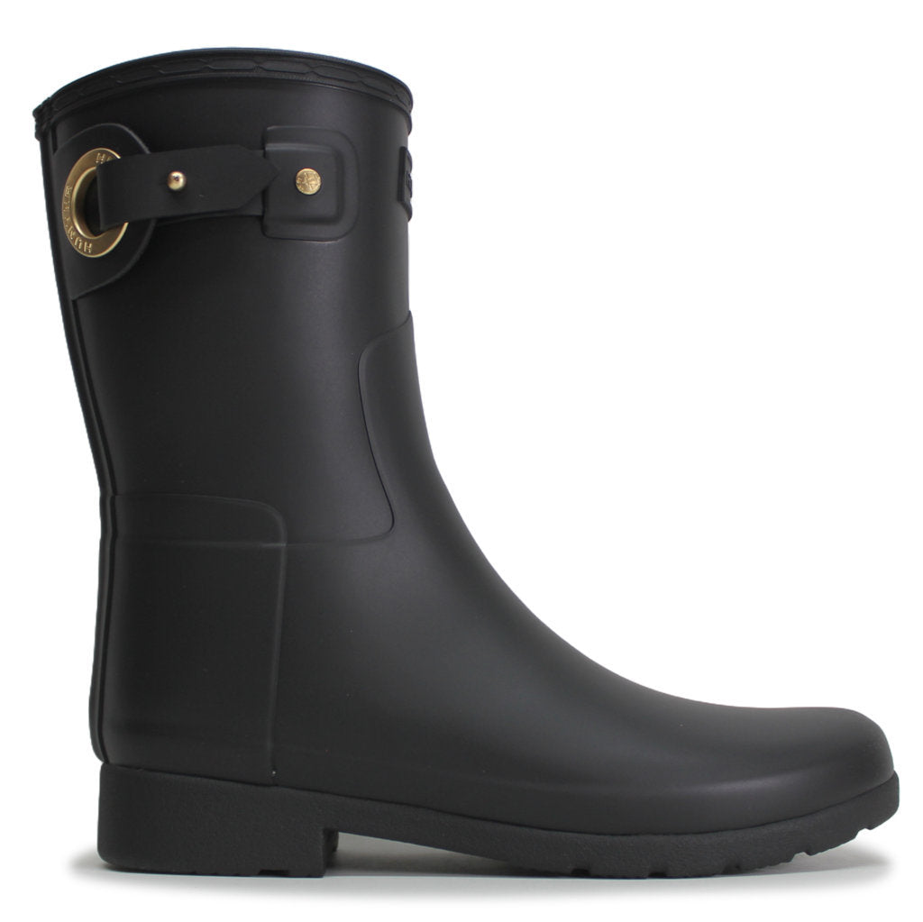 Hunter Refined Short Eyelet Rubber Womens Boots#color_black