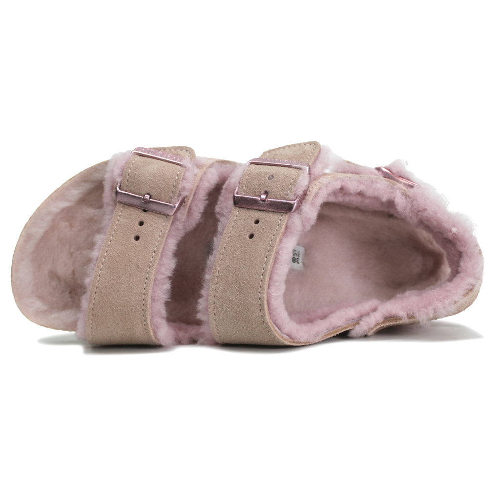 Birkenstock Milano Shearling Suede Leather Unisex Sandals#color_light rose