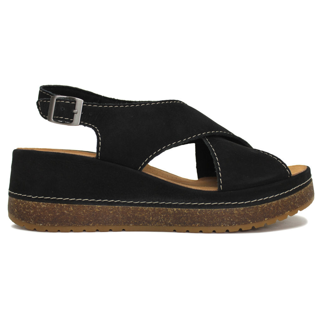 Clarks Kassanda Step Nubuck Womens Sandals#color_black