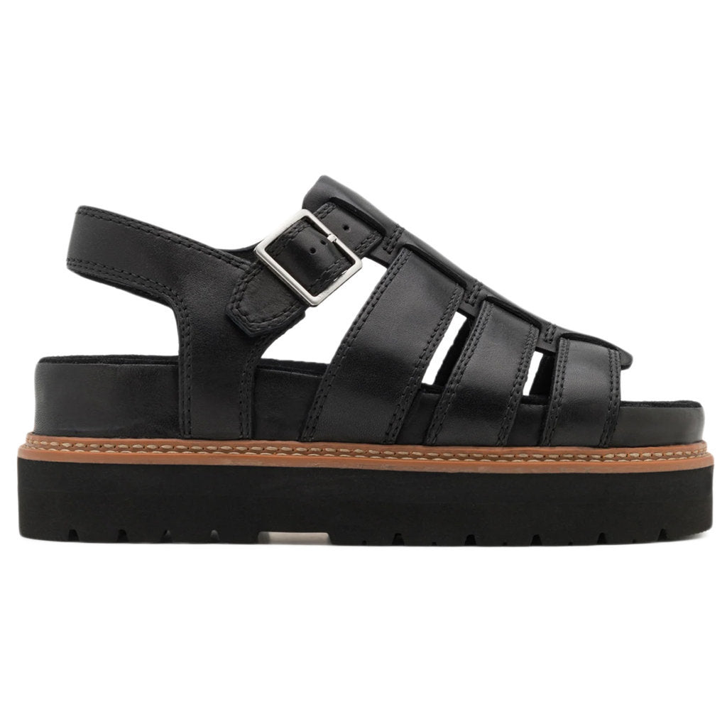 Clarks Orianna Twist Leather Womens Sandals#color_black