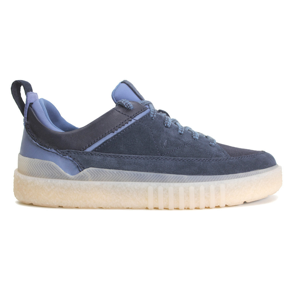 Clarks Somerset Lace Suede Leather Mens Trainers#color_navy