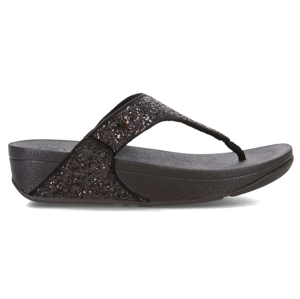 FitFlop Lulu Glitter Toe Synthetic Womens Sandals#color_black glitter