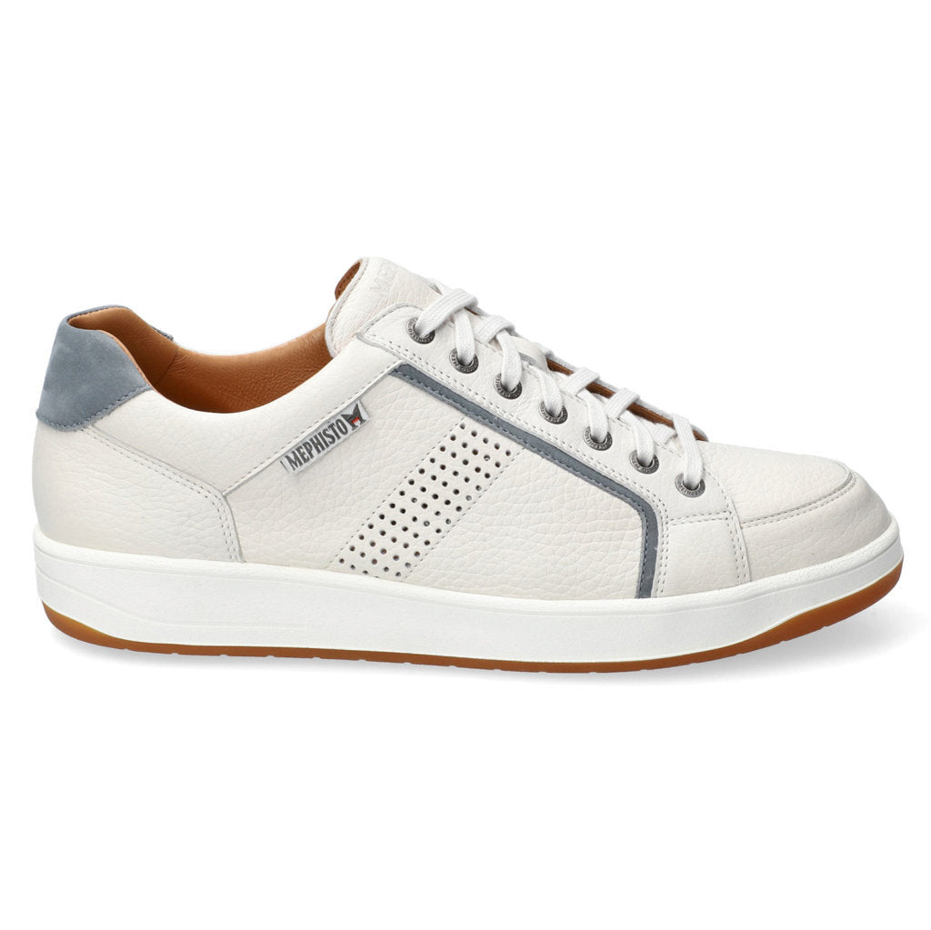 Mephisto Harrison Full Grain Leather Mens Trainers#color_white