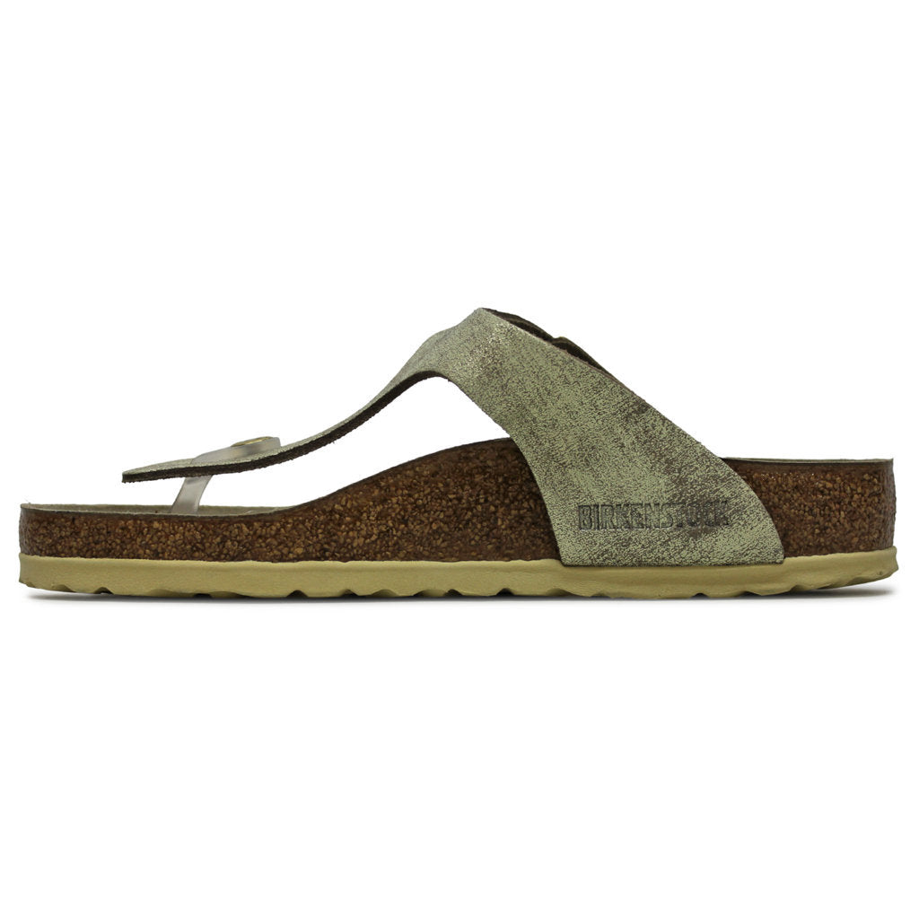 Birkenstock Gizeh BS Suede Unisex Sandals#color_washed metallic cream gold