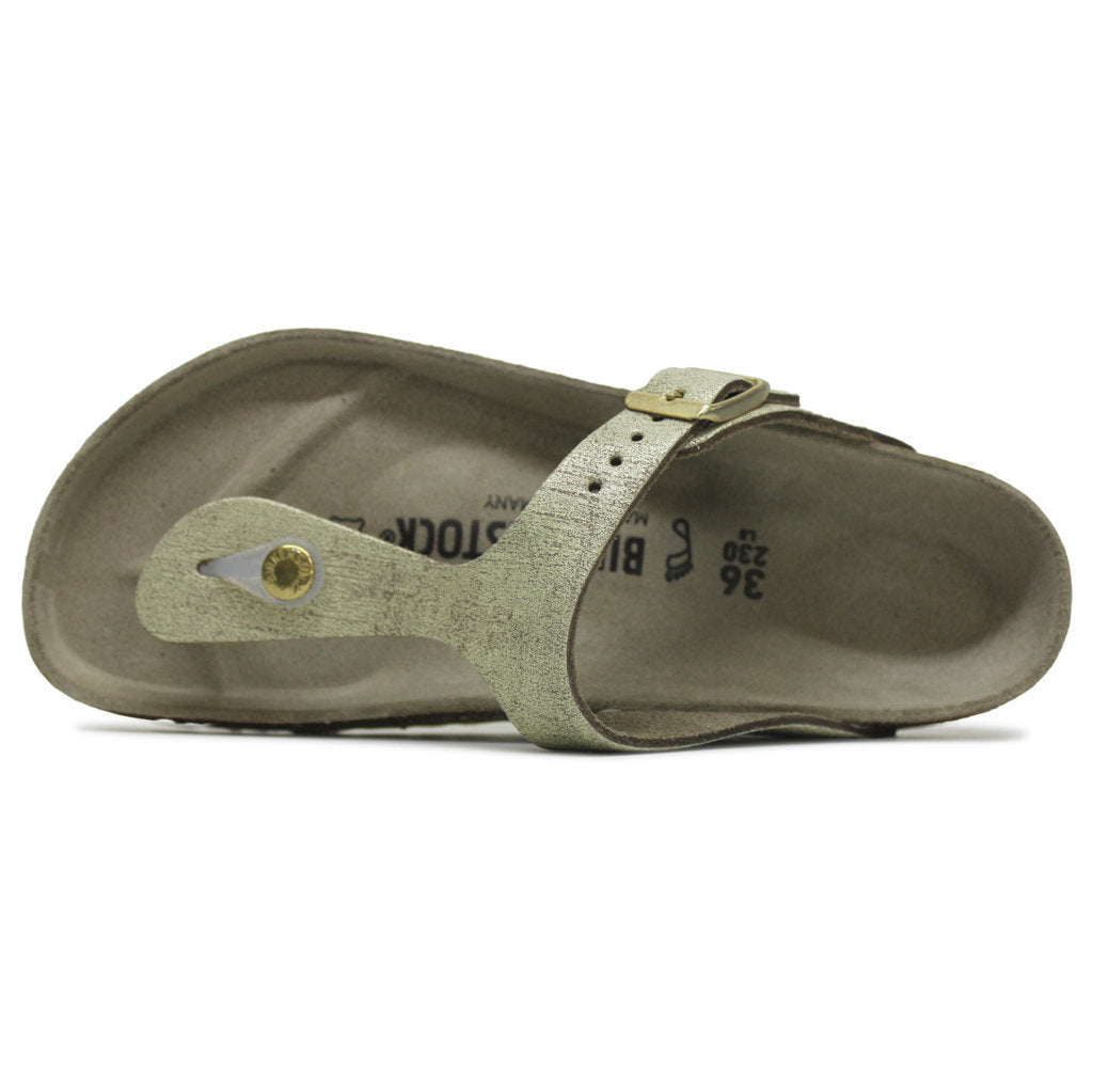 Birkenstock Gizeh BS Suede Unisex Sandals#color_washed metallic cream gold